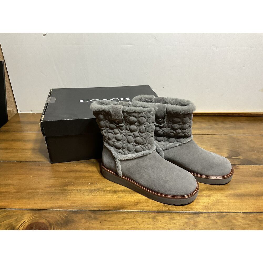 COACH Suede Ivy Boots Size 6 B Heather Grey